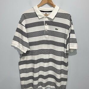 Lacoste polo shirt short sleeve white with black stripes size 9R